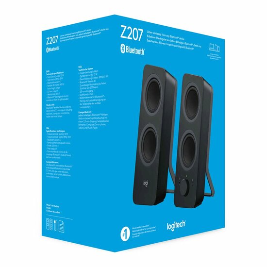 Logitech Z207 | 2.0 Bluetooth Luidsprekerset | 5W RMS | Draadloze Overgang | Zwart