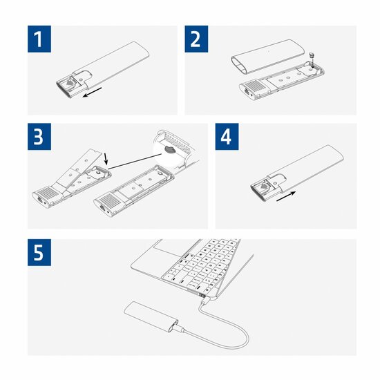 ACT AC1615 | USB-C M.2 NVMe/PCIe SSD Behuizing | Tool-Free | Aluminium | USB 3.2 Gen2 (10 Gbps)