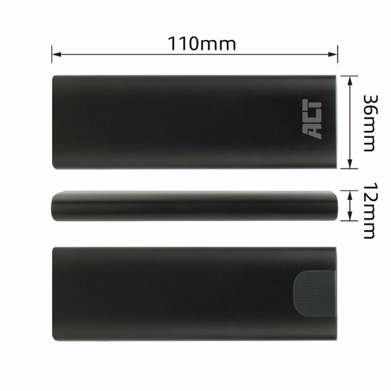 ACT AC1615 | USB-C M.2 NVMe/PCIe SSD Behuizing | Tool-Free | Aluminium | USB 3.2 Gen2 (10 Gbps)