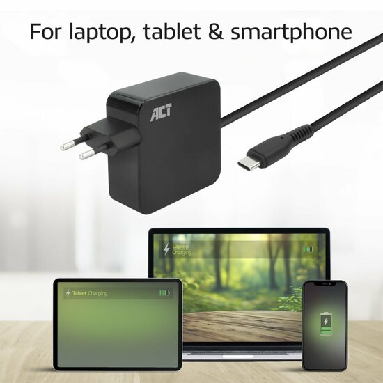 ACT AC2010 | Universele USB-C Notebook Lader | 65 Watt PDP | 2 Meter