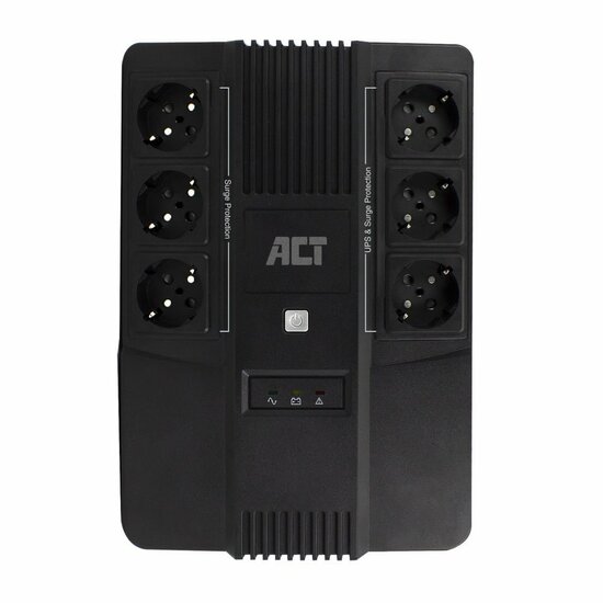 ACT AC2300 Line-Interactive UPS | 600 VA | 6 Stopcontacten (3 op Accu) | AVR Spanningstabilisatie | Netspanningsbeveiliging