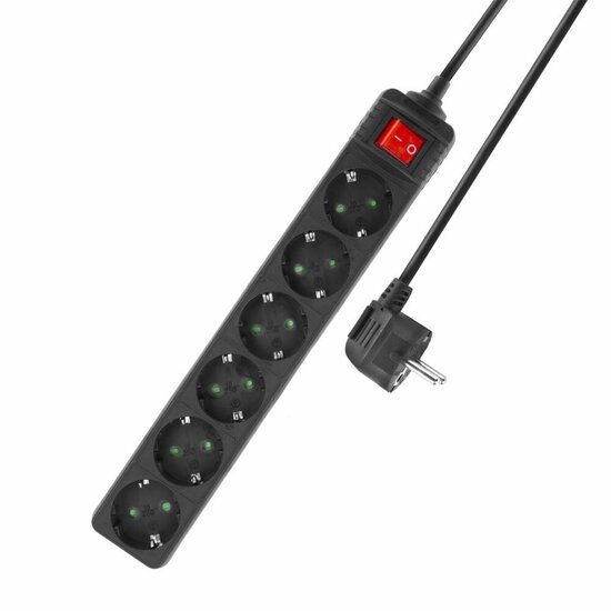 ACT AC2465 | Stekkerdoos | 6 Stopcontacten | 3 m | Binnen | Zwart
