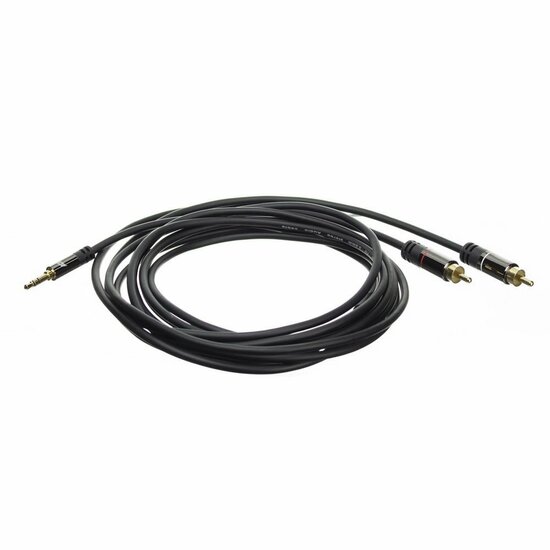 ACT AC3605 | 3.5mm naar 2x RCA Audiokabel | 1,5 Meter | Stereo | Zwart