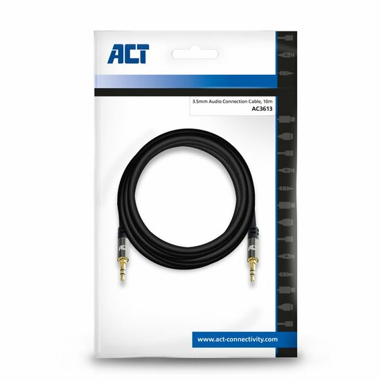 ACT AC3613 | 3.5mm Audiokabel | 10 Meter | Stereo Jack naar Jack | Zwart