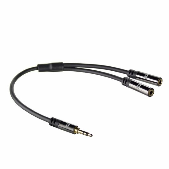ACT AC3620 | 3.5mm Splitterkabel | 0,15 Meter | 1x Male naar 2x Female | Zwart
