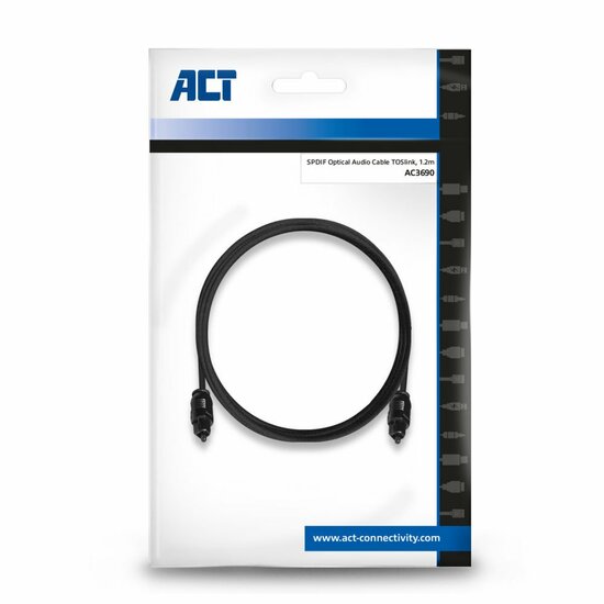ACT AC3690 | SPDIF Optische Audiokabel | 1,2 Meter | TOSLINK | Zwart