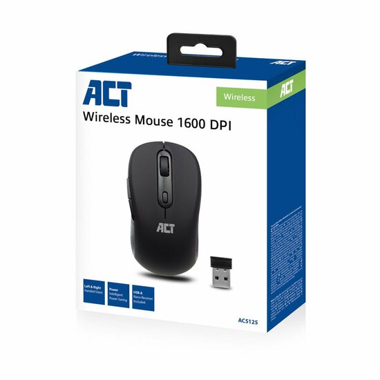 ACT AC5125 | Draadloze Muis | Rechtshandig | RF | 1600 DPI | Zwart