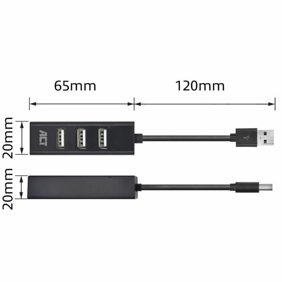 ACT AC6205 | USB 2.0 Interface Hub | 480 Mbps | Zwart
