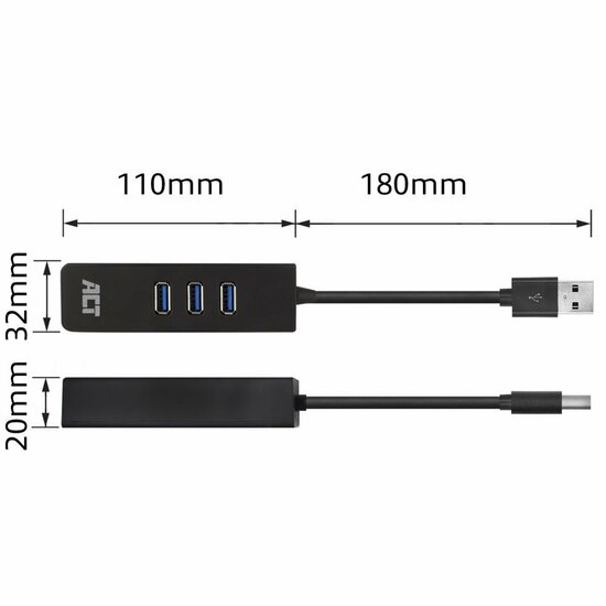 ACT AC6310 | USB 3.2 Gen 1 Interface Hub | Type-A | 5 Gbps | Zwart