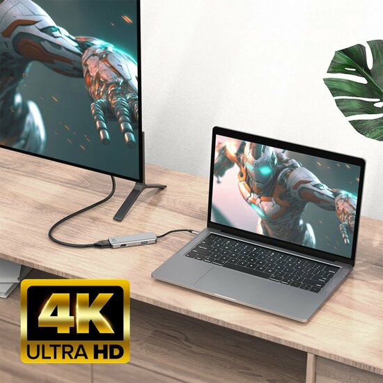 ACT AC7013 | Docking Station &amp; Poortreplicator | USB-C 3.2 Gen 1 | Zwart/Grijs