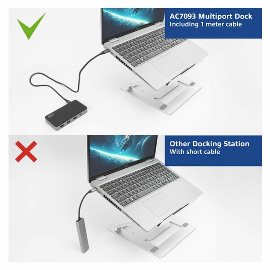 ACT AC7093 | USB-C 4K Docking Station | 2x HDMI + Ethernet + USB-C/USB-A + PD | 1m Kabel