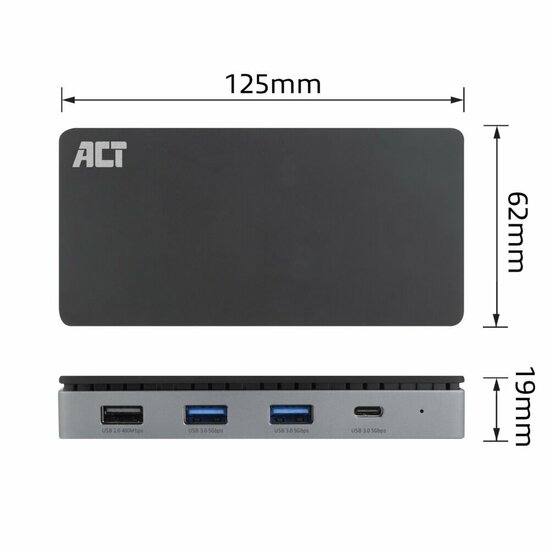 ACT AC7093 | USB-C 4K Docking Station | 2x HDMI + Ethernet + USB-C/USB-A + PD | 1m Kabel