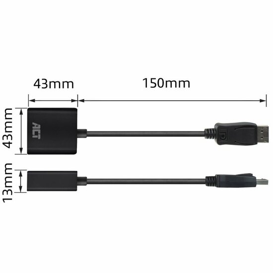 ACT AC7510 | DisplayPort naar DVI-D Adapter | 0,15 m | Zwart