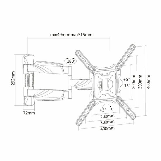 ACT AC8354 | Verstelbare TV-beugel | 23-55" | max 50kg | VESA 400x400