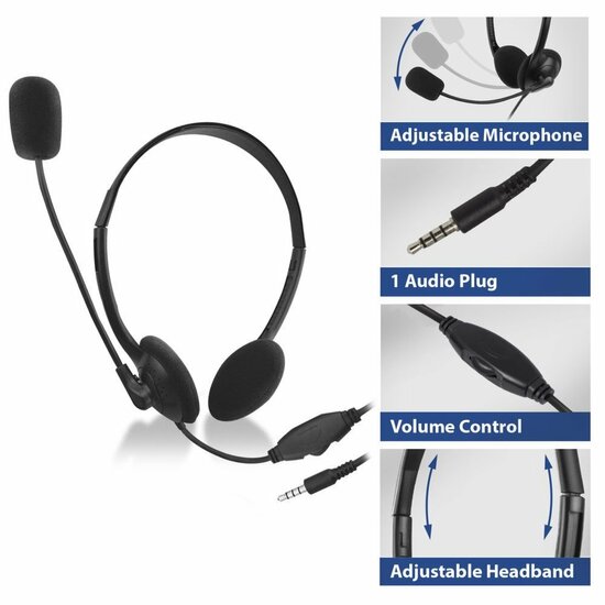 ACT AC9330 | On-Ear Headset met Microfoon | Zwart
