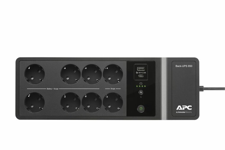 APC Back-UPS BE850G2-GR | 850 VA | 8 Schuko Stopcontacten (6 op Accu) | USB Type-A &amp; C | AVR Spanningstabilisatie | Bescherming tegen Stroomstoringen