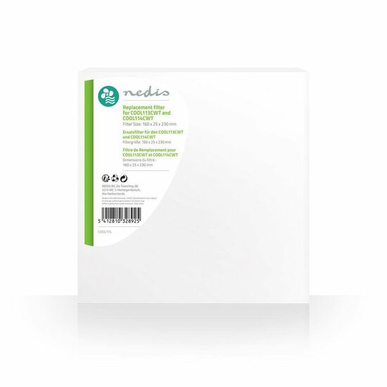 Nedis COOL1FIL | Filter | Voor Nedis Airconditioning | Vervanging | Wit