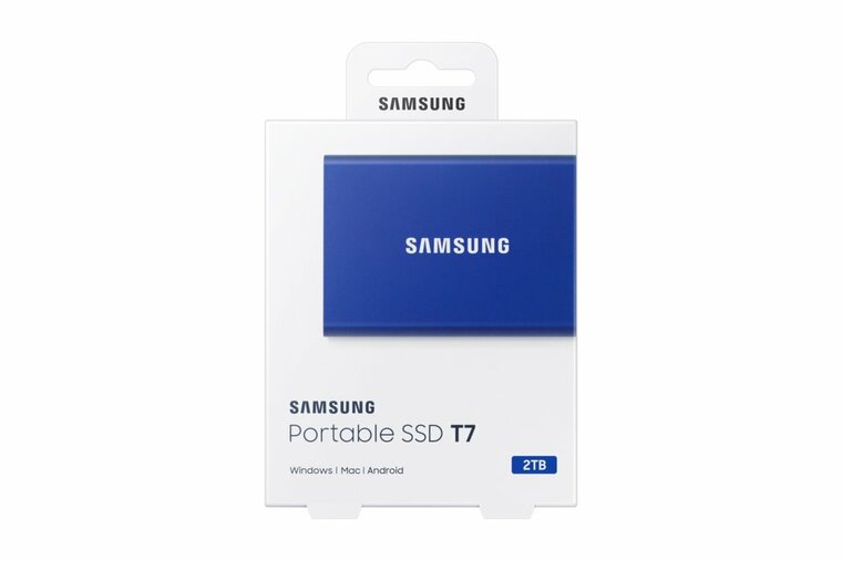 Samsung T7 | Externe SSD | 2TB | USB 3.2 Gen2 | 1.050MB/s Lezen | 1.000MB/s Schrijven | Blauw