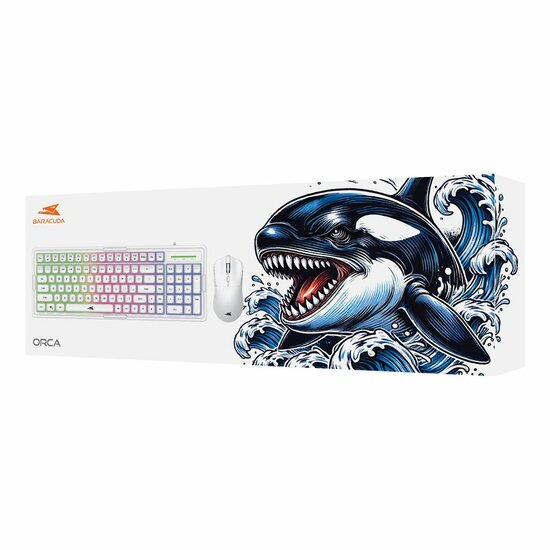 Baracuda ORCA RGB | Bekabeld Gaming Toetsenbord inclusief Muis | QWERTY | Wit