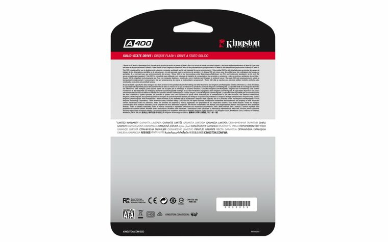 Kingston A400 | 240GB SATA SSD | 2.5'' | 500MB/s Lezen | 350MB/s Schrijven