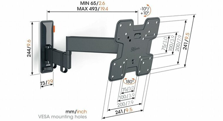Vogel's Comfort TVM3245 | Draai- en kantelbare TV-beugel | 19-43" | max 15kg | VESA 400x400