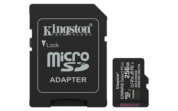 Kingston Technology microSDXC 256GB | Canvas Select Plus Gen3 | 150MB/s | A1 | + Adapter
