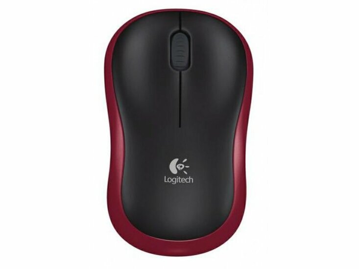Logitech M185 | Draadloze Muis | Links- en Rechtshandig | RF | 1000 DPI | Zwart/Rood