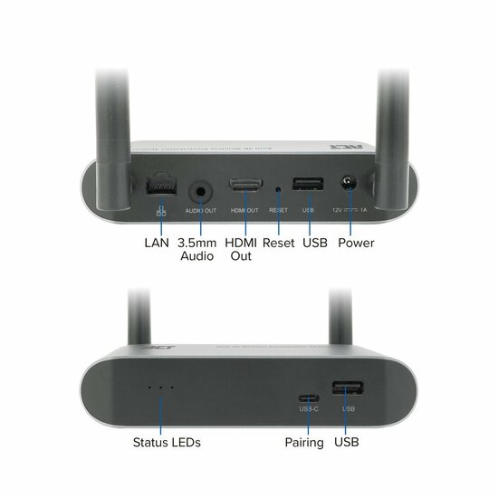 ACT Aero 4K Draadloos Presentatiesysteem (AC7960) | 4K (3840x2160) | USB-C | HDMI | Plug and Play | Multi User | Split Screen