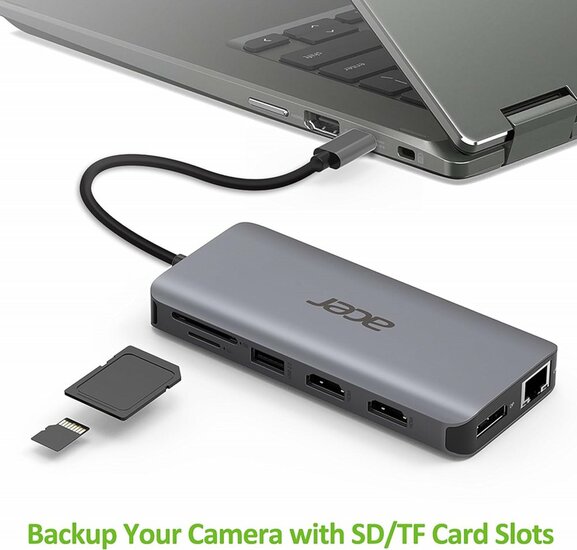 Acer 12-in-1 USB-C Docking Station | Dual HDMI | DisplayPort | Gigabit Ethernet | USB 3.2 Gen 1