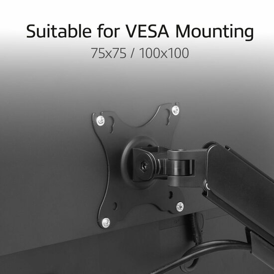 ACT AC8314 Monitorarm Essentials | Verstelbare Monitor-bureaubeugel | Tot 35" | Max 2x 9 kg | VESA 75x75 / 100x100 | 2 Monitoren | Gasveer | OPEN BOX