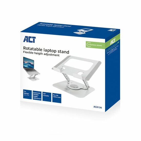 ACT AC8136 | 360&deg; Draaibare Laptopstandaard tot 15,6" | Traploos Hoogte en Hoek Verstelbaar | Metaal