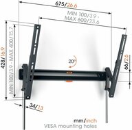 Vogel&#039;s TVM3615 | Kantelbare TV-beugel | 40-77&quot; | max 35kg | VESA 600x400