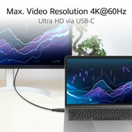 ACT AC7470 | USB 3.2 Gen 2 Kabel | USB-C (recht) naar USB-C (haaks boven/beneden) | 60W | 10Gbps | 0,5m | Zwart