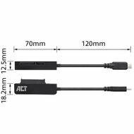 ACT kabel-tussenstuk | USB-C naar SATA 7-pin + 15-pin | Zwart | AC1525