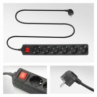 ACT AC2465 | Stekkerdoos | 6 Stopcontacten | 3 m | Binnen | Zwart