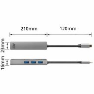ACT AC7055 | 3-Poorts USB-C 3.2 (USB 3.0) Hub | Gigabit Ethernet Poort