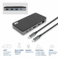 ACT AC7093 | USB-C 4K Docking Station | 2x HDMI + Ethernet + USB-C/USB-A + PD | 1m Kabel