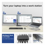 ACT AC7093 | USB-C 4K Docking Station | 2x HDMI + Ethernet + USB-C/USB-A + PD | 1m Kabel