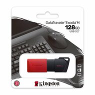 Kingston DataTraveler Exodia M | 128GB USB-A 3.2 Flash Drive | Zwart/Rood