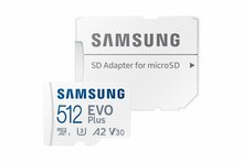 Samsung EVO Plus | MicroSDXC | 512GB | Class 10 | UHS-I U3 | V30 | A2 | Tot 160MB/s | Inclusief adapter