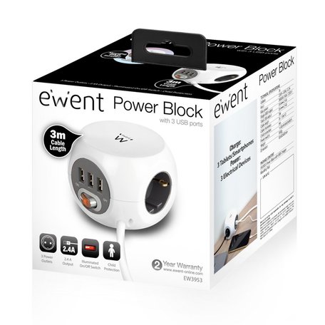Ewent Power block 3 USB charging ports/ REFURB
