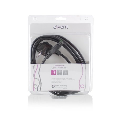 Ewent EW9180 electriciteitssnoer Zwart 3 m CEE7/7 C5 stekker
