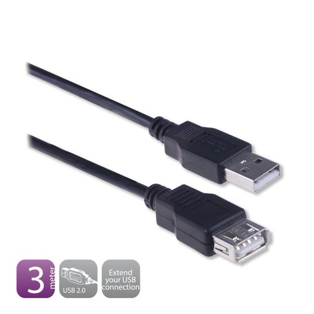 Ewent EW9622 USB-kabel 3 m USB 2.0 USB A Zwart