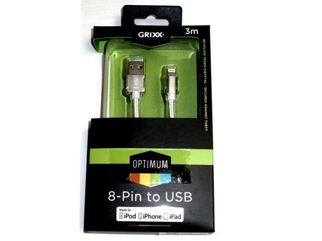 Grixx International Laad + datakabel Apple lightning 3m nylon