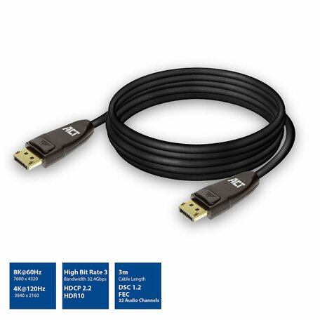 ACT AC4074 DisplayPort kabel 3 m Zwart