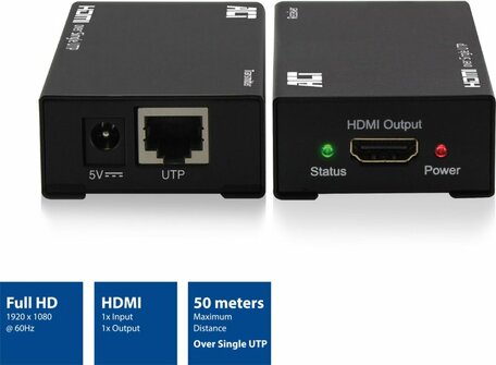 ACT AC7800 HDMI Extender set via een enkele UTP kabel, max. 50m
