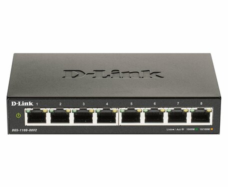 D-Link DGS-1100-08V2 netwerk-switch Managed L2 Gigabit Ethernet (10/100/1000) Zwart