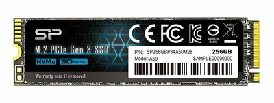 Silicon Power A60 | 256GB NVMe SSD | M.2 Gen3 | 2.200MB/s Lezen | 1.600MB/s Schrijven