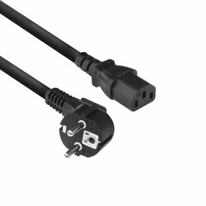 ACT AC3305 | Elektriciteitssnoer | 2 Meter | Netstekker Type F naar C13 | Zwart
