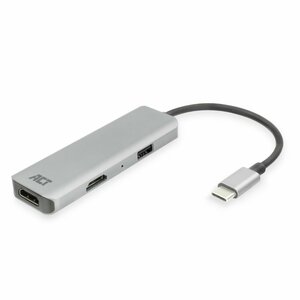 ACT AC7013 laptop dock & poortreplicator Bedraad USB 3.2 Gen 1 (3.1 Gen 1) Type-C Zwart, Grijs